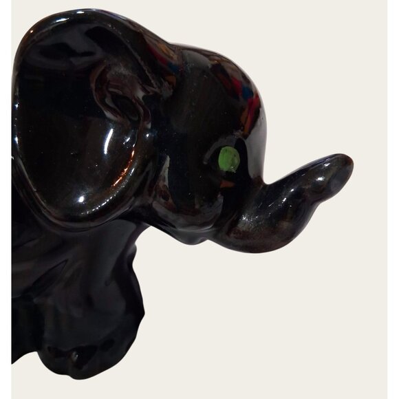 Vintage Black Ceramic Elephant Planter No cracks - Picture 2 of 9
